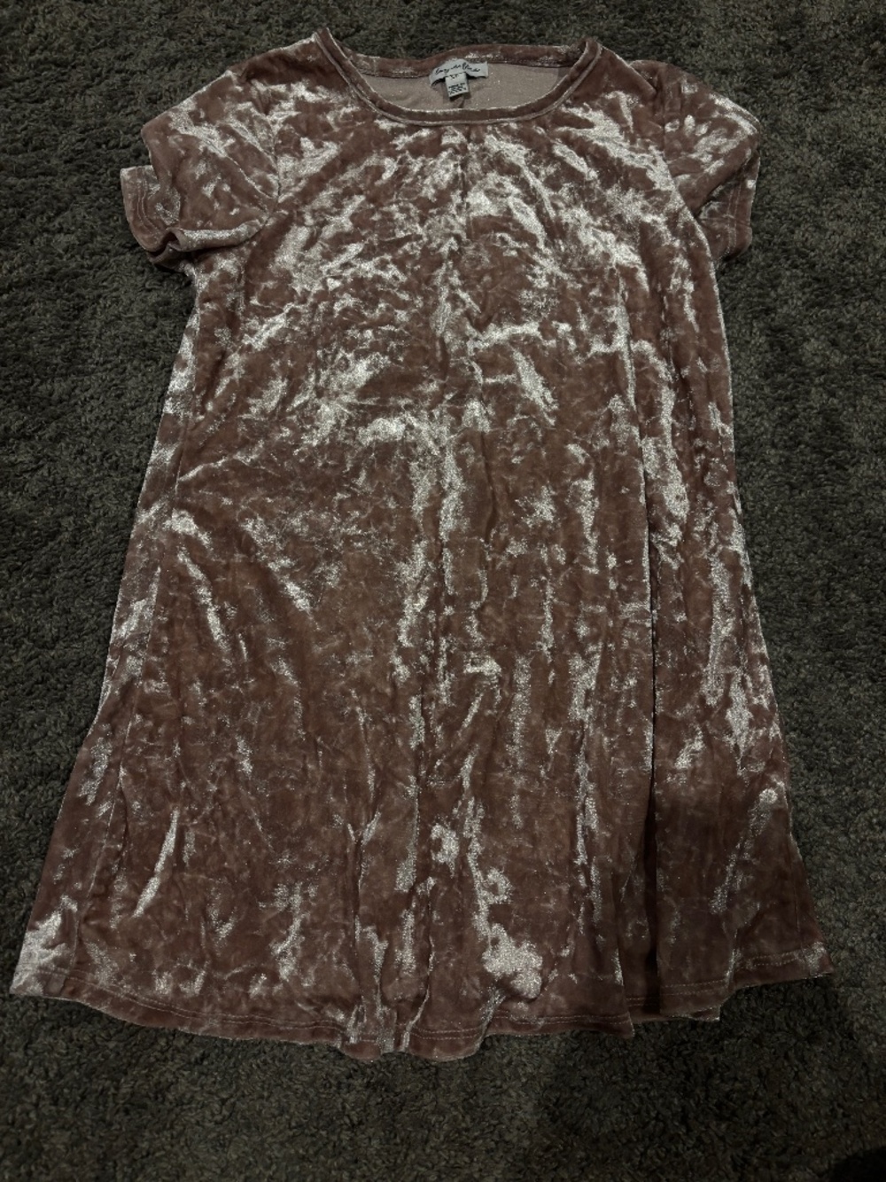 Love, Fire Girls Pink Cream Crushed Velvet Short Sleeve Size S